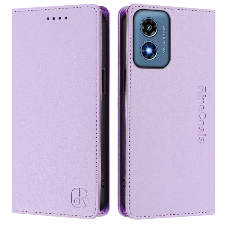 For Motorola Moto G Play 2024 / Moto G 5G 2024 RC01 Dual-Folded Magnetic Suction RFID Leather Phone Case
