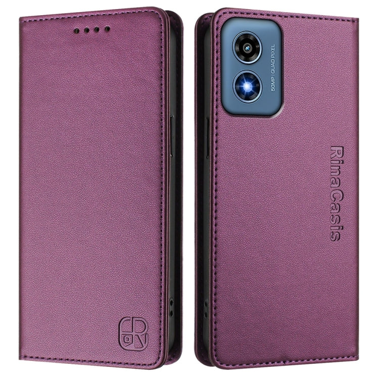 For Motorola Moto G Play 2024 / Moto G 5G 2024 RC01 Dual-Folded Magnetic Suction RFID Leather Phone Case