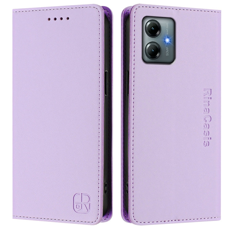For Motorola Moto G Play 2025 / G Power 2025 RC01 Dual-Folded Magnetic Suction RFID Leather Phone Case