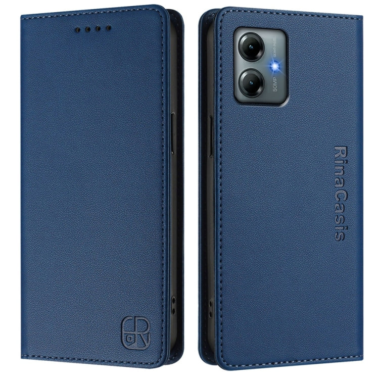 For Motorola Moto G Play 2025 / G Power 2025 RC01 Dual-Folded Magnetic Suction RFID Leather Phone Case