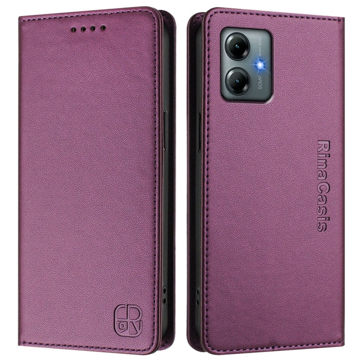 For Motorola Moto G Play 2025 / G Power 2025 RC01 Dual-Folded Magnetic Suction RFID Leather Phone Case