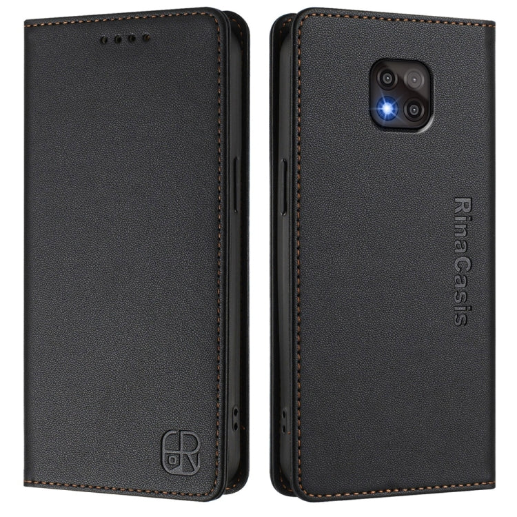 For Motorola Moto G Power 2021 RC01 Dual-Folded Magnetic Suction RFID Leather Phone Case