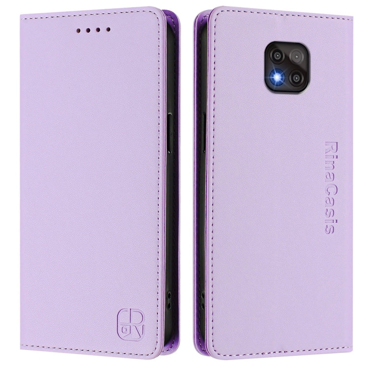 For Motorola Moto G Power 2021 RC01 Dual-Folded Magnetic Suction RFID Leather Phone Case
