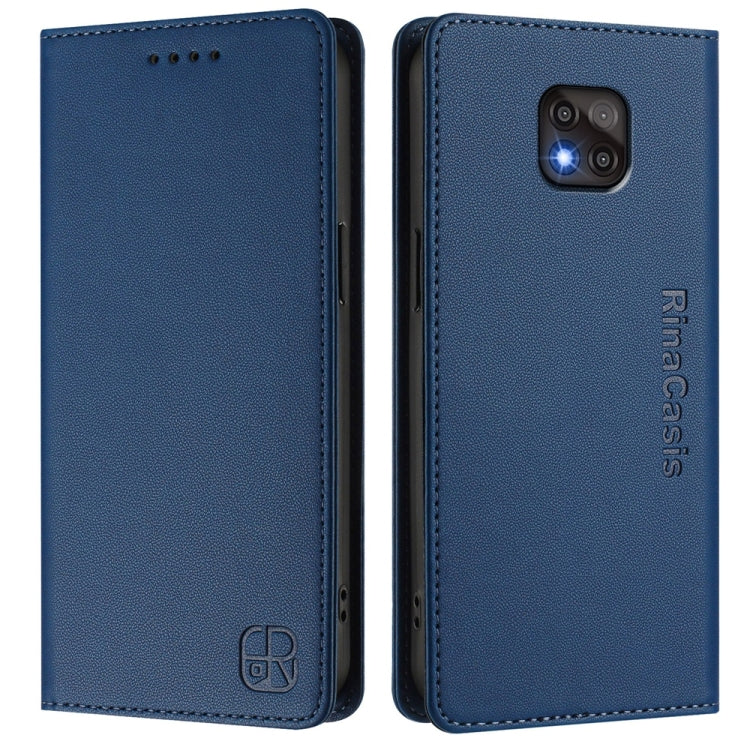 For Motorola Moto G Power 2021 RC01 Dual-Folded Magnetic Suction RFID Leather Phone Case