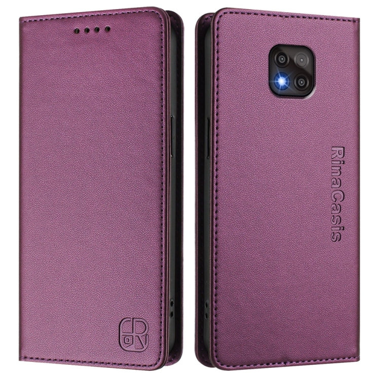 For Motorola Moto G Power 2021 RC01 Dual-Folded Magnetic Suction RFID Leather Phone Case