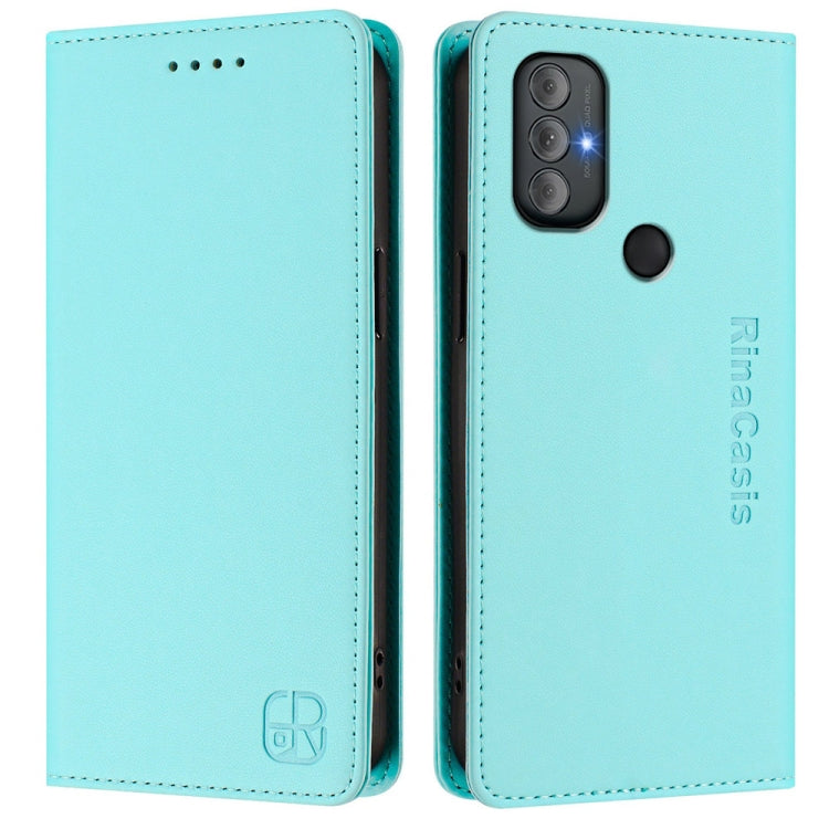 For Motorola Moto G Power 2022 RC01 Dual-Folded Magnetic Suction RFID Leather Phone Case