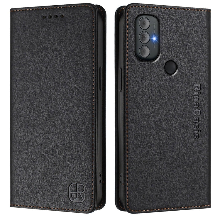 For Motorola Moto G Power 2022 RC01 Dual-Folded Magnetic Suction RFID Leather Phone Case