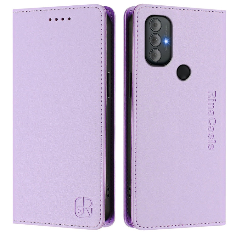 For Motorola Moto G Power 2022 RC01 Dual-Folded Magnetic Suction RFID Leather Phone Case