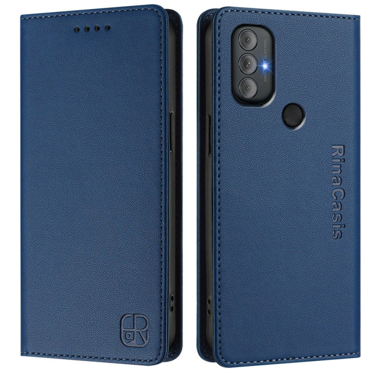 For Motorola Moto G Power 2022 RC01 Dual-Folded Magnetic Suction RFID Leather Phone Case