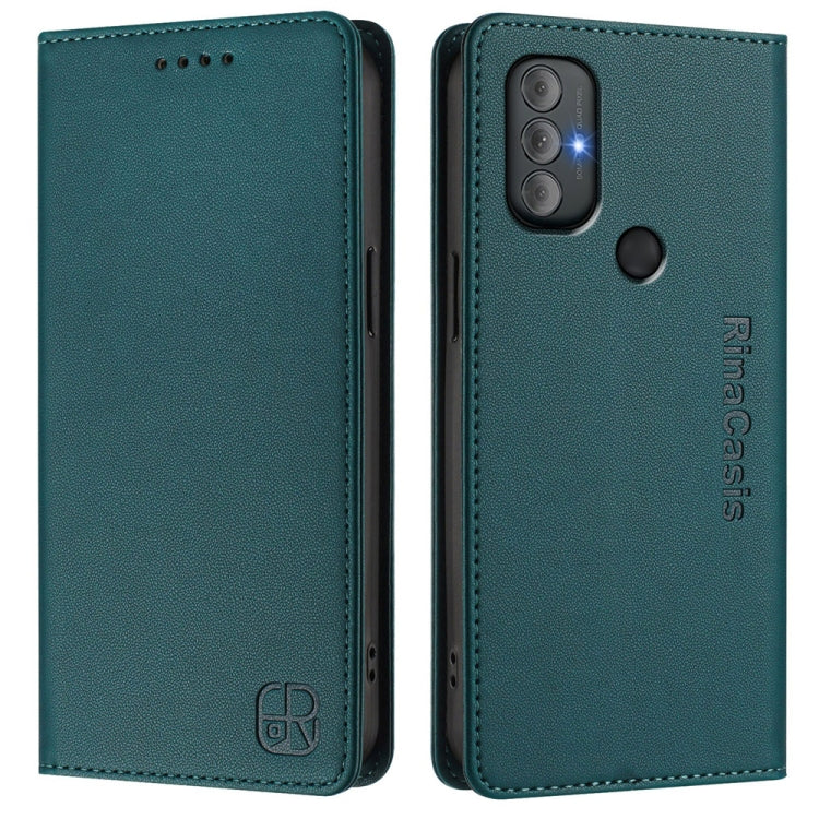 For Motorola Moto G Power 2022 RC01 Dual-Folded Magnetic Suction RFID Leather Phone Case