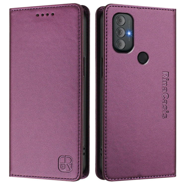 For Motorola Moto G Power 2022 RC01 Dual-Folded Magnetic Suction RFID Leather Phone Case