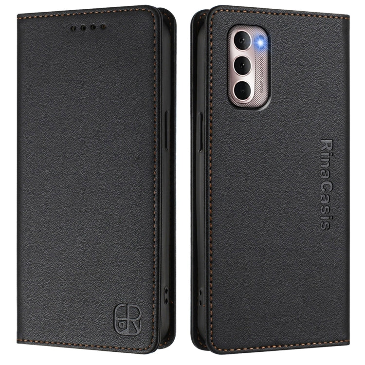 For Motorola Moto G Stylus 4G 2022 RC01 Dual-Folded Magnetic Suction RFID Leather Phone Case
