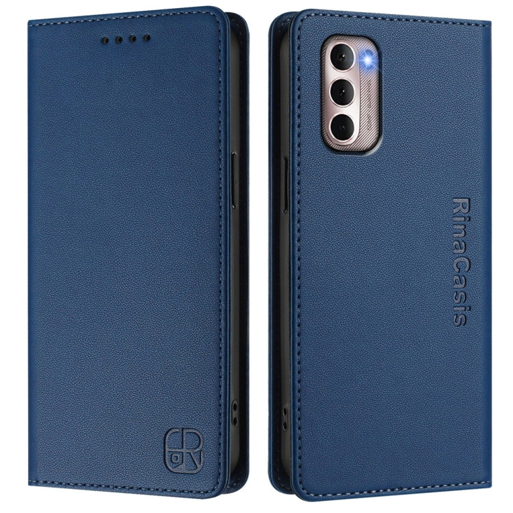 For Motorola Moto G Stylus 4G 2022 RC01 Dual-Folded Magnetic Suction RFID Leather Phone Case
