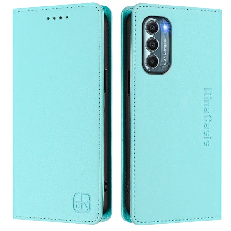 For Motorola Moto G Stylus 5G 2022 RC01 Dual-Folded Magnetic Suction RFID Leather Phone Case