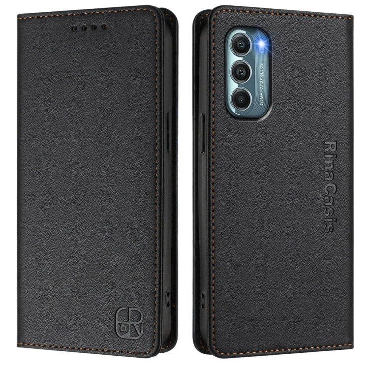 For Motorola Moto G Stylus 5G 2022 RC01 Dual-Folded Magnetic Suction RFID Leather Phone Case