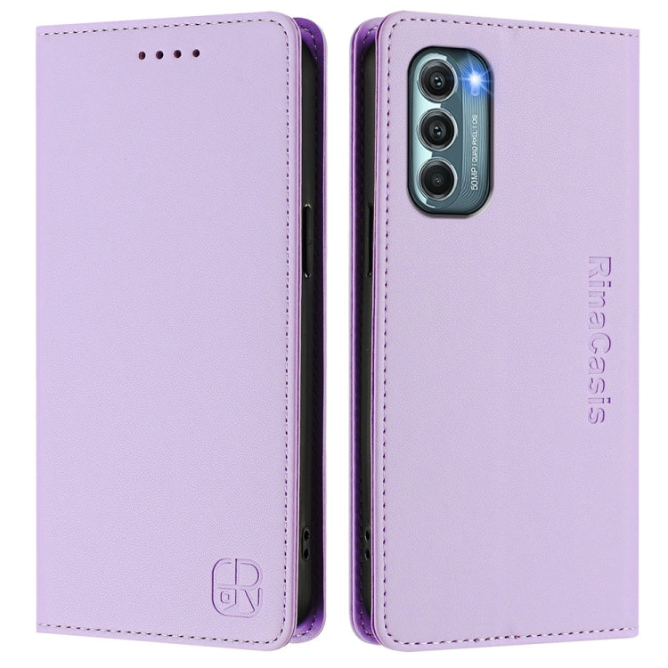 For Motorola Moto G Stylus 5G 2022 RC01 Dual-Folded Magnetic Suction RFID Leather Phone Case