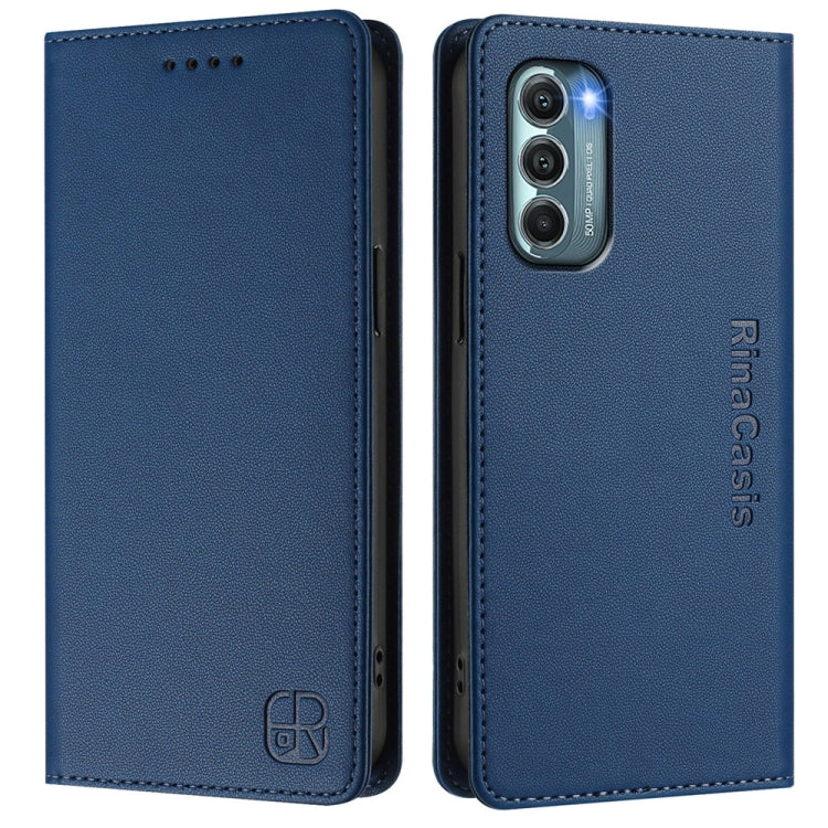 For Motorola Moto G Stylus 5G 2022 RC01 Dual-Folded Magnetic Suction RFID Leather Phone Case