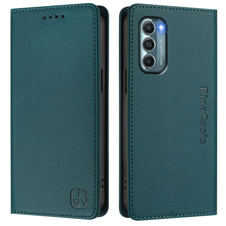 For Motorola Moto G Stylus 5G 2022 RC01 Dual-Folded Magnetic Suction RFID Leather Phone Case