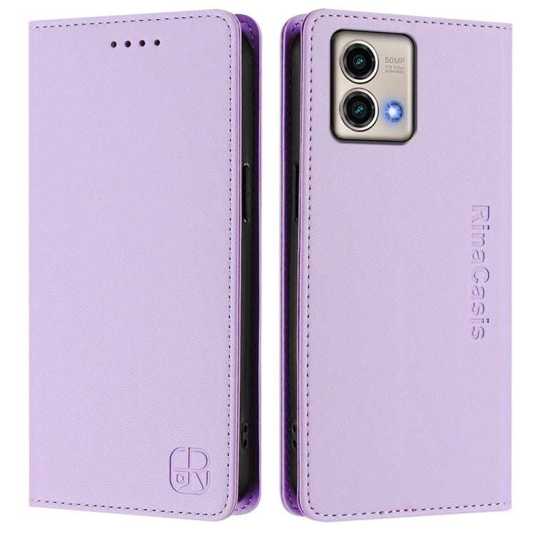 For Motorola Moto G Stylus 5G 2023 RC01 Dual-Folded Magnetic Suction RFID Leather Phone Case