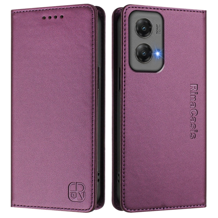 For Motorola Moto G Stylus 5G 2024 RC01 Dual-Folded Magnetic Suction RFID Leather Phone Case