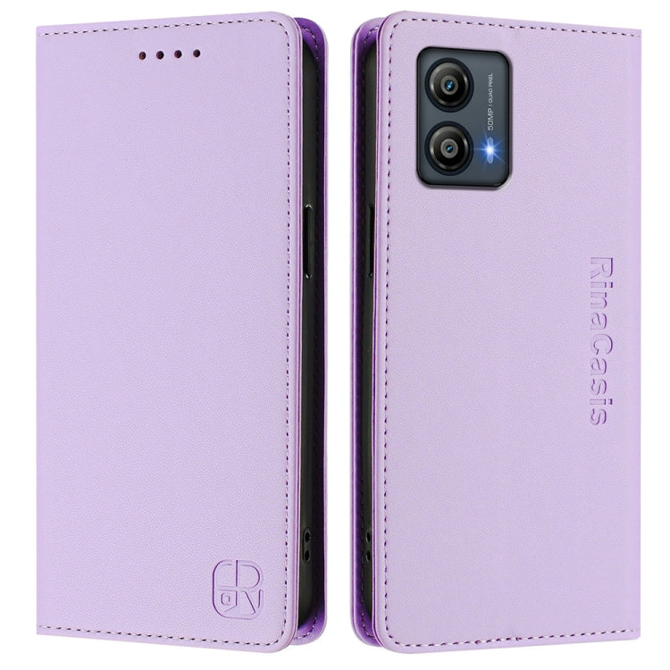 For Motorola Moto G13 / G23 / G53 5G RC01 Dual-Folded Magnetic Suction RFID Leather Phone Case