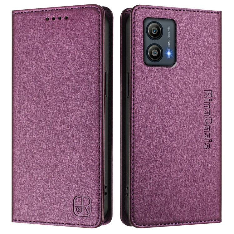 For Motorola Moto G13 / G23 / G53 5G RC01 Dual-Folded Magnetic Suction RFID Leather Phone Case