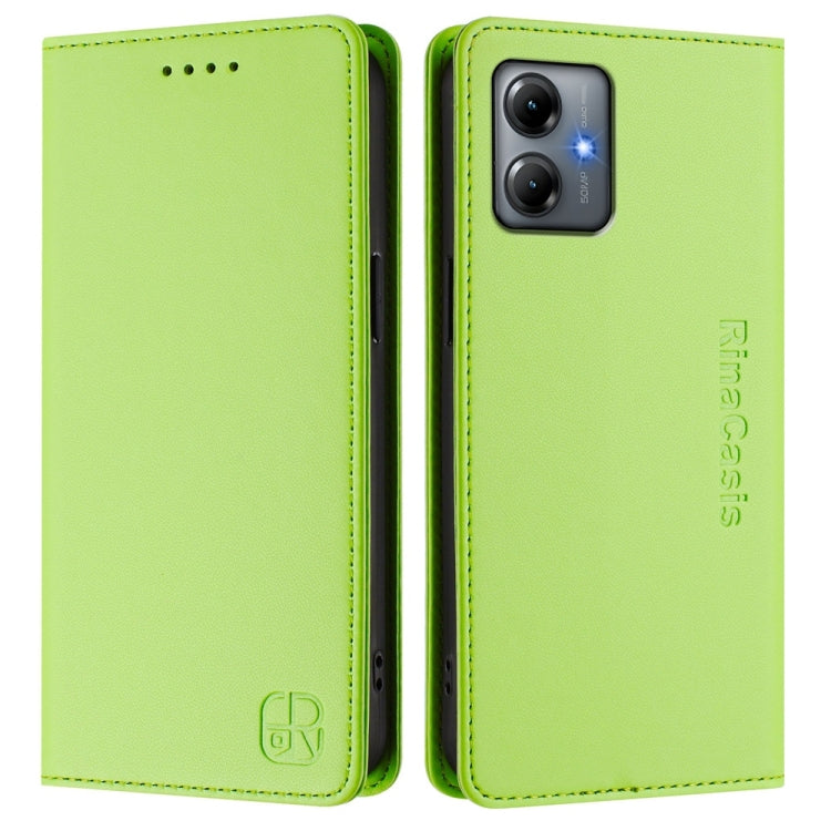 For Motorola Moto G14 / G54 Brazil / EU RC01 Dual-Folded Magnetic Suction RFID Leather Phone Case