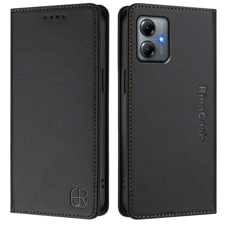 For Motorola Moto G14 / G54 Brazil / EU RC01 Dual-Folded Magnetic Suction RFID Leather Phone Case