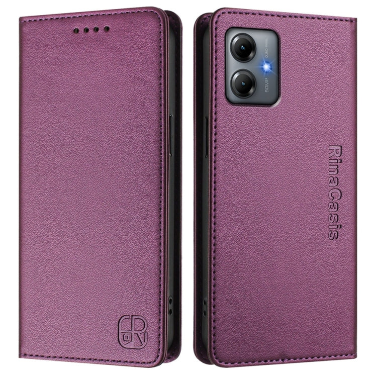 For Motorola Moto G14 / G54 Brazil / EU RC01 Dual-Folded Magnetic Suction RFID Leather Phone Case