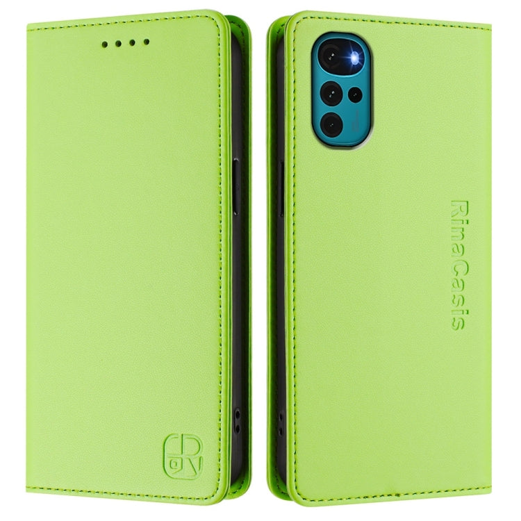 For Motorola Moto G22 / E32 / E32s RC01 Dual-Folded Magnetic Suction RFID Leather Phone Case