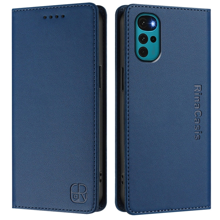 For Motorola Moto G22 / E32 / E32s RC01 Dual-Folded Magnetic Suction RFID Leather Phone Case