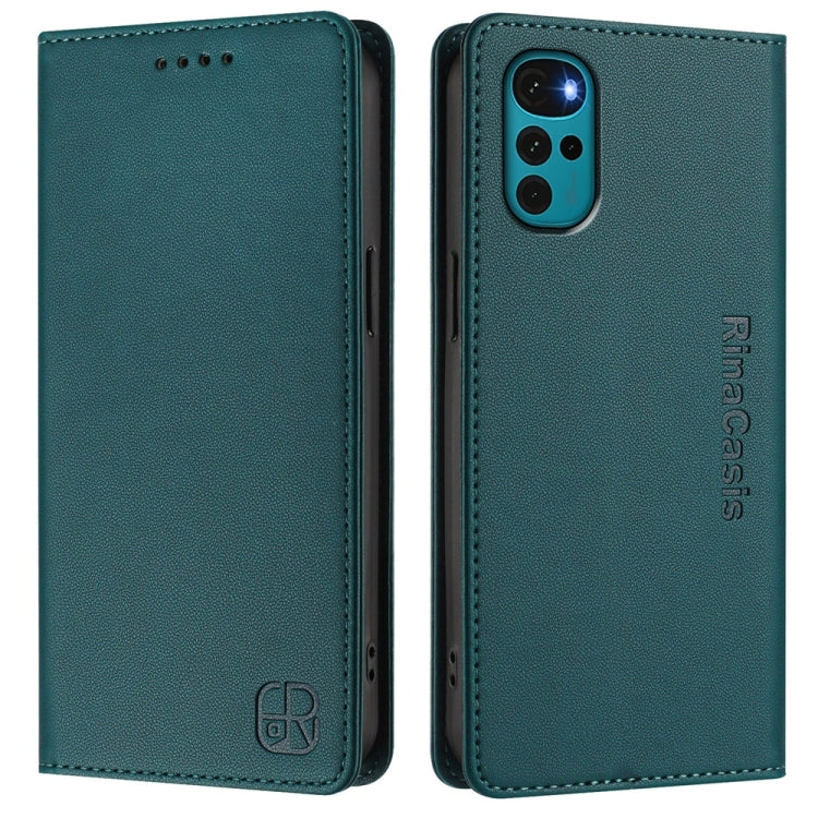 For Motorola Moto G22 / E32 / E32s RC01 Dual-Folded Magnetic Suction RFID Leather Phone Case