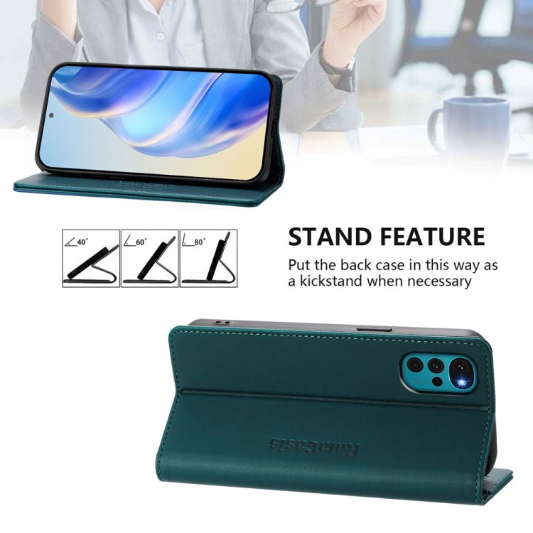 For Motorola Moto G22 / E32 / E32s RC01 Dual-Folded Magnetic Suction RFID Leather Phone Case