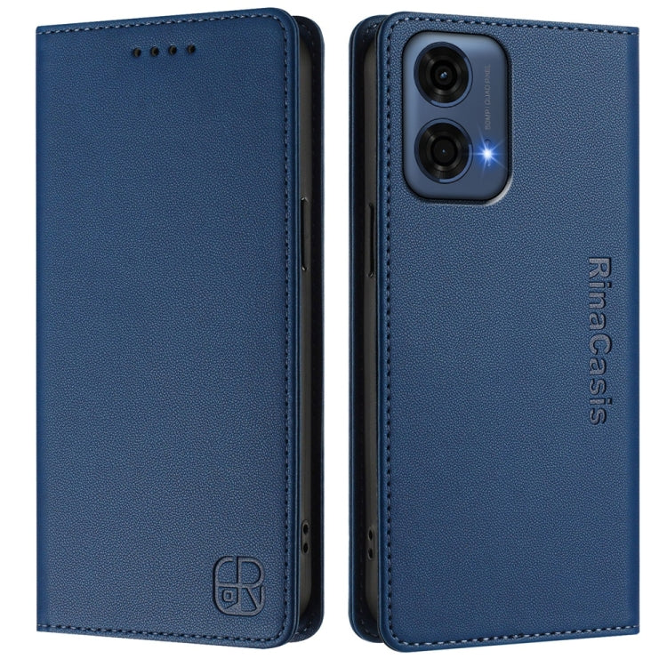 For Motorola Moto G24 Power India RC01 Dual-Folded Magnetic Suction RFID Leather Phone Case