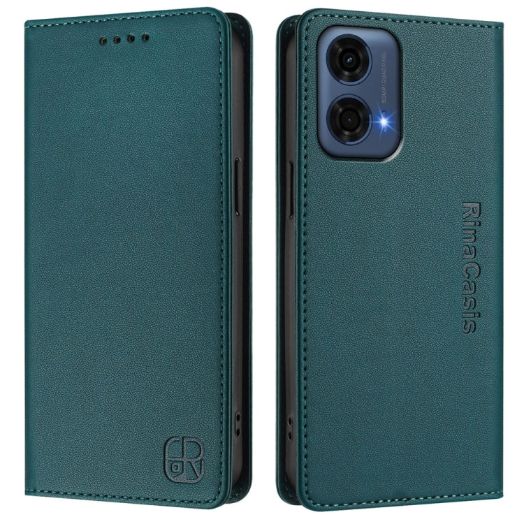 For Motorola Moto G24 Power India RC01 Dual-Folded Magnetic Suction RFID Leather Phone Case