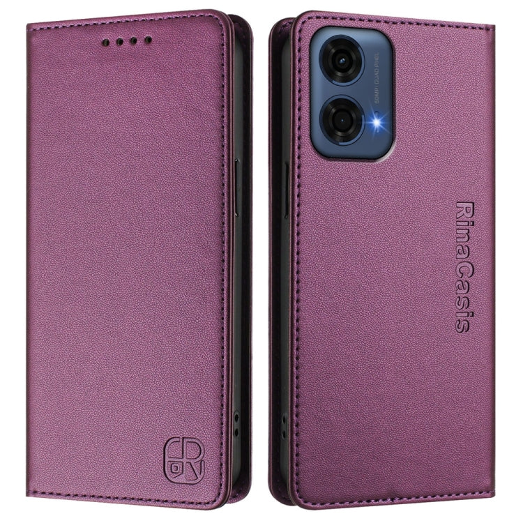 For Motorola Moto G24 Power India RC01 Dual-Folded Magnetic Suction RFID Leather Phone Case