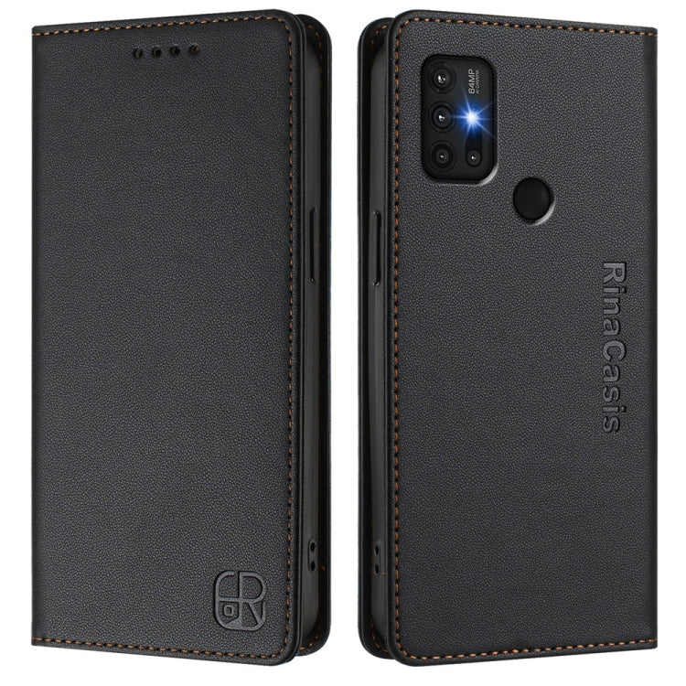 For Motorola Moto G30 / G20 / G10 RC01 Dual-Folded Magnetic Suction RFID Leather Phone Case