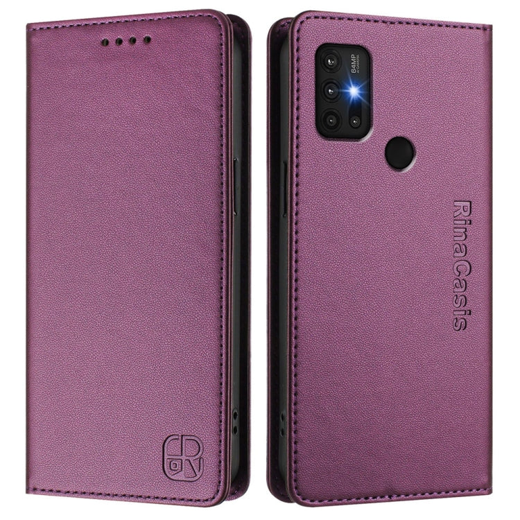For Motorola Moto G30 / G20 / G10 RC01 Dual-Folded Magnetic Suction RFID Leather Phone Case