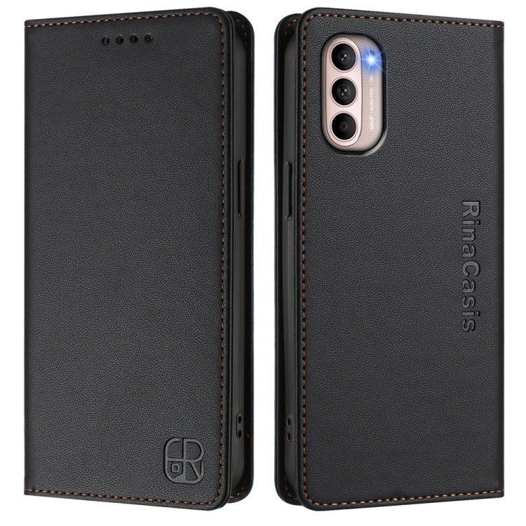 For Motorola Moto G31 / G41 RC01 Dual-Folded Magnetic Suction RFID Leather Phone Case