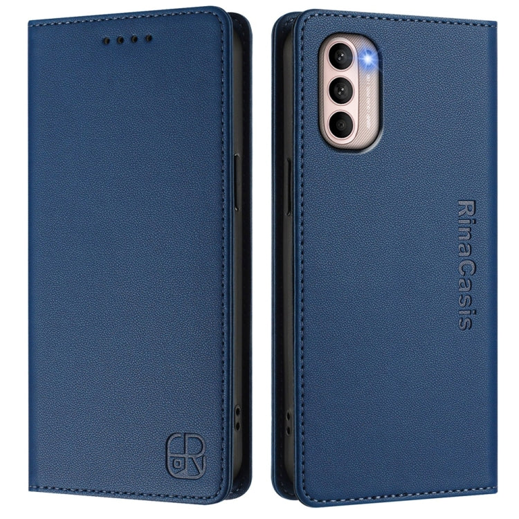 For Motorola Moto G31 / G41 RC01 Dual-Folded Magnetic Suction RFID Leather Phone Case