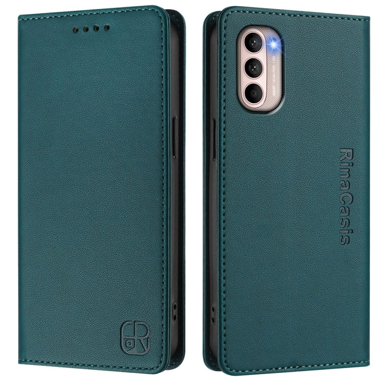 For Motorola Moto G31 / G41 RC01 Dual-Folded Magnetic Suction RFID Leather Phone Case