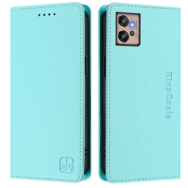 For Motorola Moto G32 RC01 Dual-Folded Magnetic Suction RFID Leather Phone Case