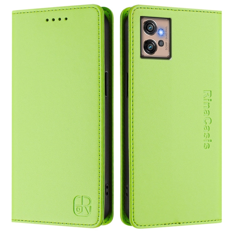 For Motorola Moto G32 RC01 Dual-Folded Magnetic Suction RFID Leather Phone Case