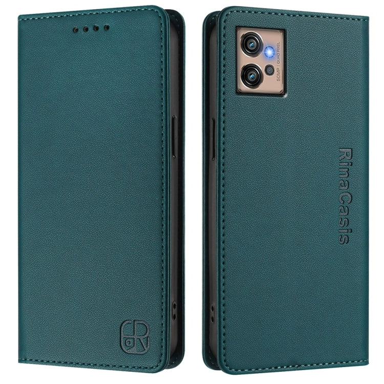 For Motorola Moto G32 RC01 Dual-Folded Magnetic Suction RFID Leather Phone Case