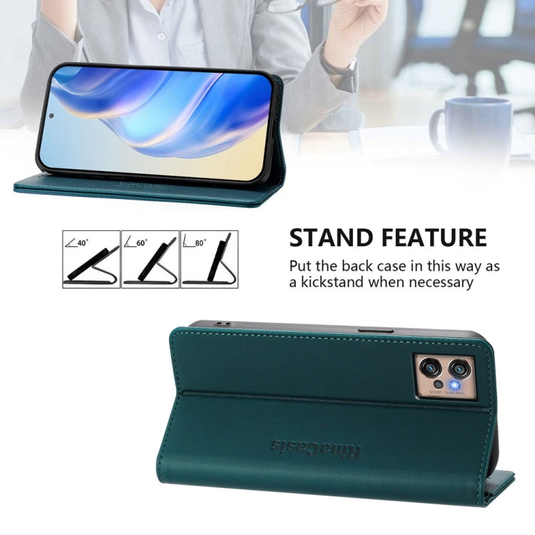 For Motorola Moto G32 RC01 Dual-Folded Magnetic Suction RFID Leather Phone Case