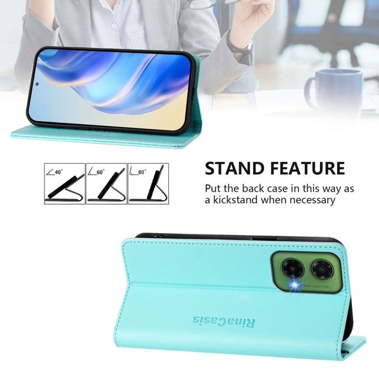 For Motorola Moto G35 RC01 Dual-Folded Magnetic Suction RFID Leather Phone Case