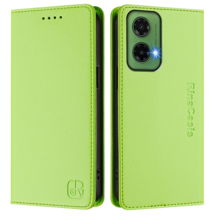 For Motorola Moto G35 RC01 Dual-Folded Magnetic Suction RFID Leather Phone Case