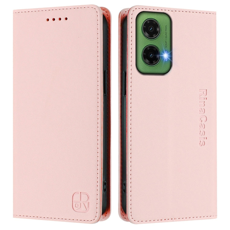 For Motorola Moto G35 RC01 Dual-Folded Magnetic Suction RFID Leather Phone Case
