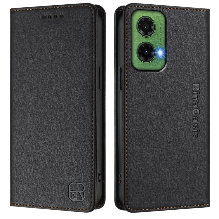 For Motorola Moto G35 RC01 Dual-Folded Magnetic Suction RFID Leather Phone Case