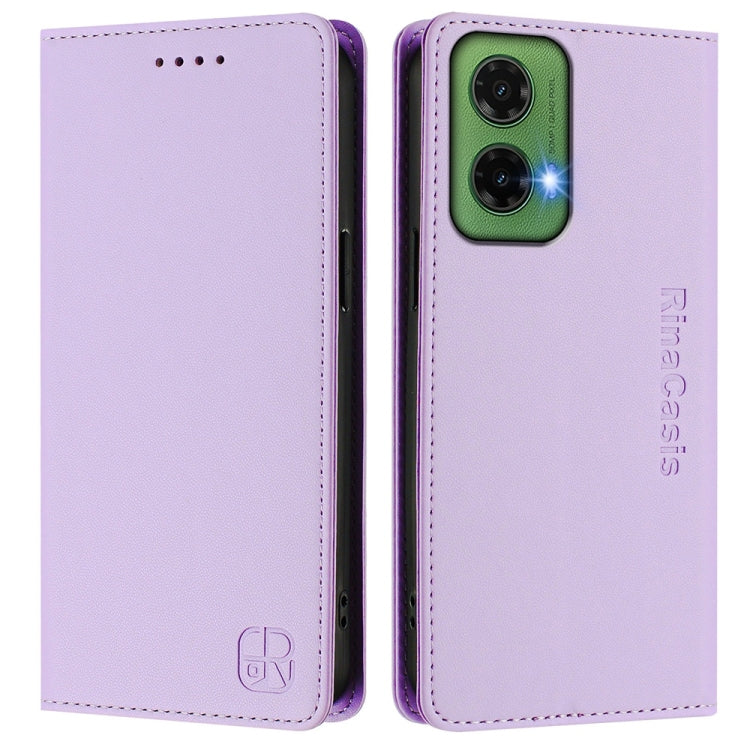 For Motorola Moto G35 RC01 Dual-Folded Magnetic Suction RFID Leather Phone Case